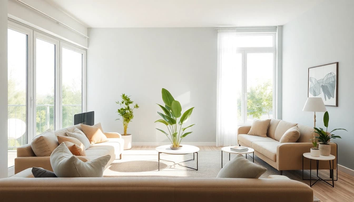 Inspirierendes Wohnzimmer mit harmonischer Raumgestaltung und natürlichen Lichtverhältnissen, das Gemütlichkeit ausstrahlt.