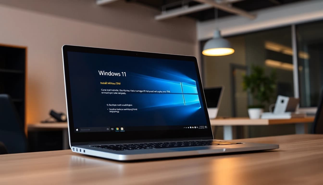 Windows 11 ohne TPM installieren Anleitung in einem professionellen Tech-Setup demonstriert.