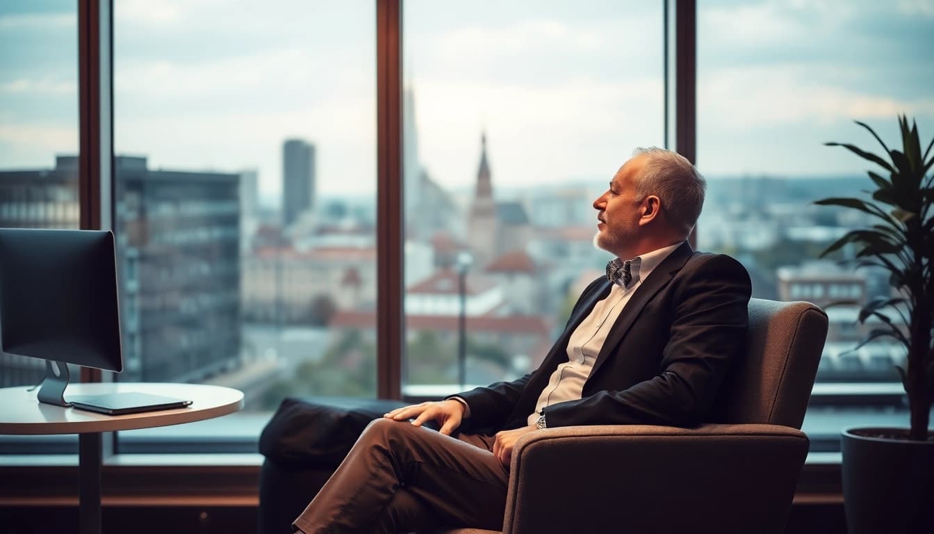 Headhunter Heidelberg konsultiert einen Klienten in modernem Umfeld.