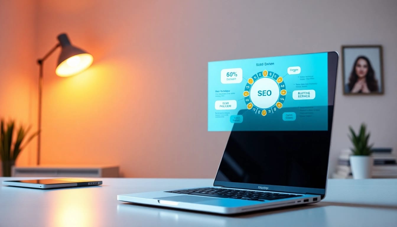 Optimieren Sie Ihre SEO.my Strategien mit datengestützten Insights in einem modernen Büro-Setup.