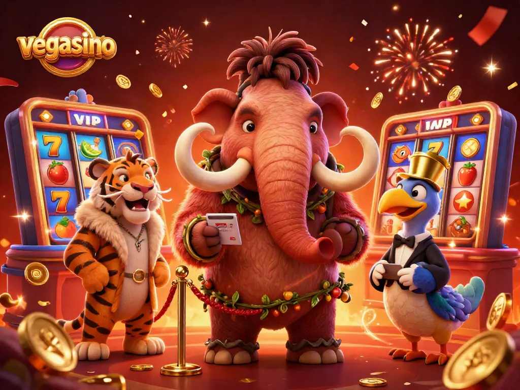 Experience the excitement at vegasino with a vibrant 3D casino scene featuring engaging characters and thrilling slot gameplay.