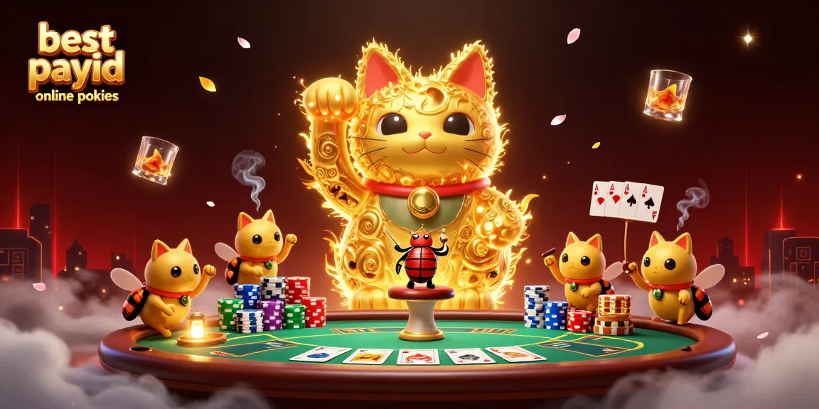 Experience the exciting best payid online pokies surrounded by a vibrant, lively atmosphere of casino symbols.