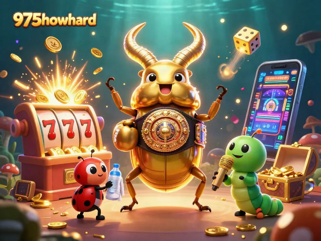 Experience intense gaming action with 975howard's dynamic casino-themed scene featuring vivid characters and slot machines.