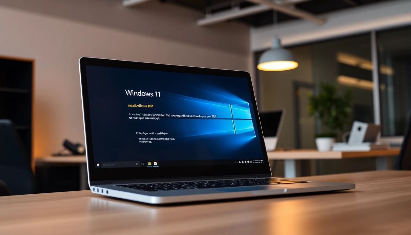 Windows 11 ohne TPM installieren Anleitung in einem professionellen Tech-Setup demonstriert.