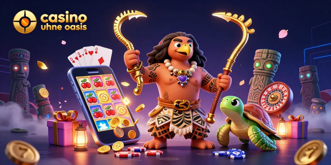 Play and win at a casino ohne oasis featuring vibrant characters and game elements in a mystical scene.