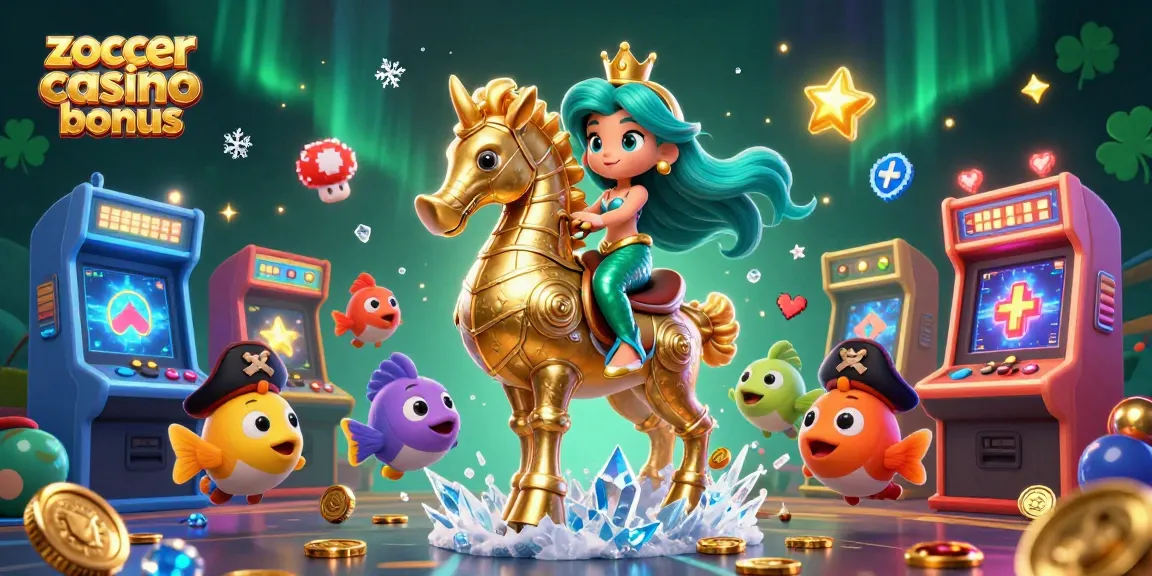 Experience the excitement of winning a zoccer casino bonus with a vibrant underwater casino theme.