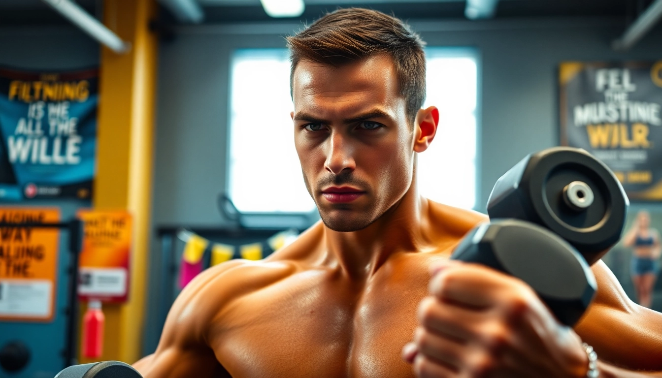 clenbuterol kaufen: Leistungsstarker Athlet beim intensiven Workout im Fitnessstudio.