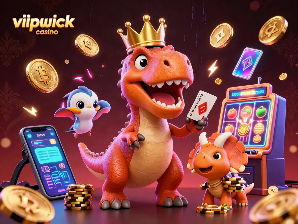 Experience the fun at vipluck casino with a dynamic trio of characters in a lively 3D gambling scene.
