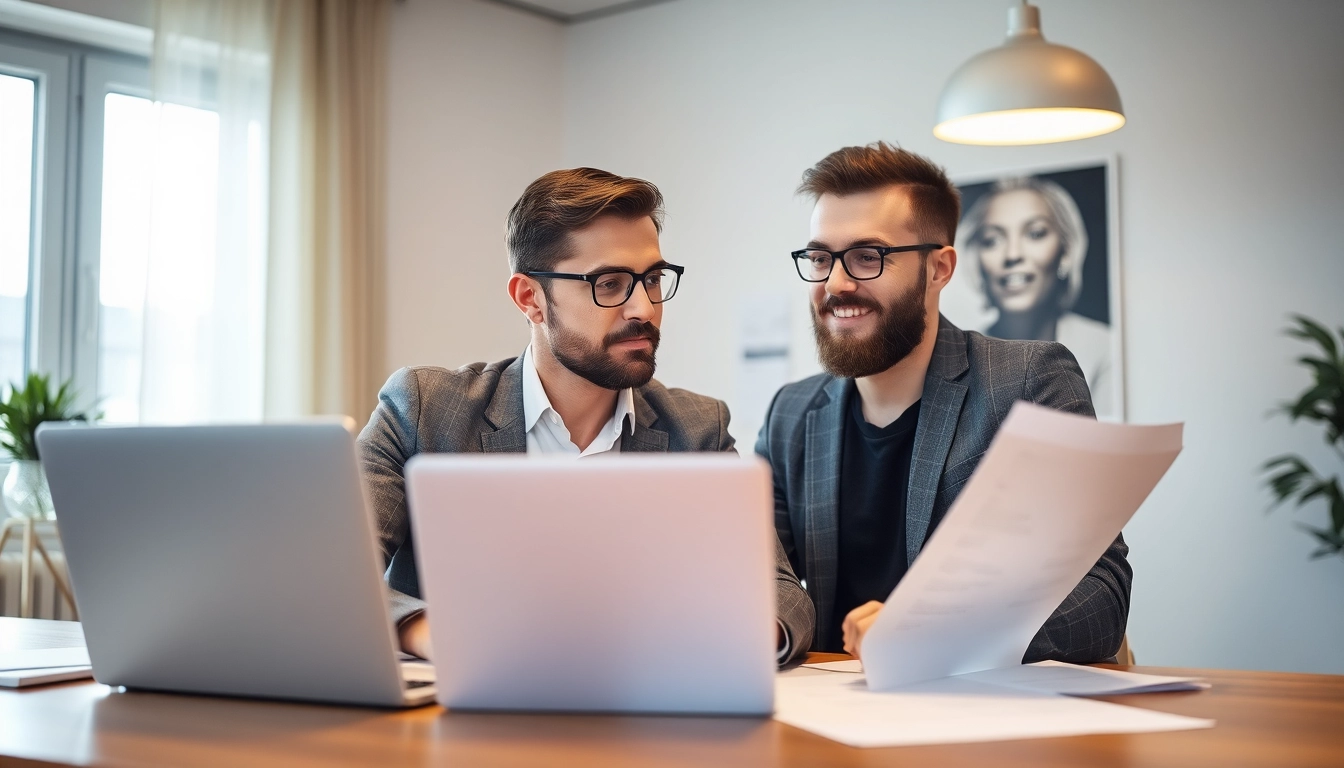 Headhunter führt ein Gespräch mit einem Kandidaten in einem modernen Büro, professionell und konzentriert.