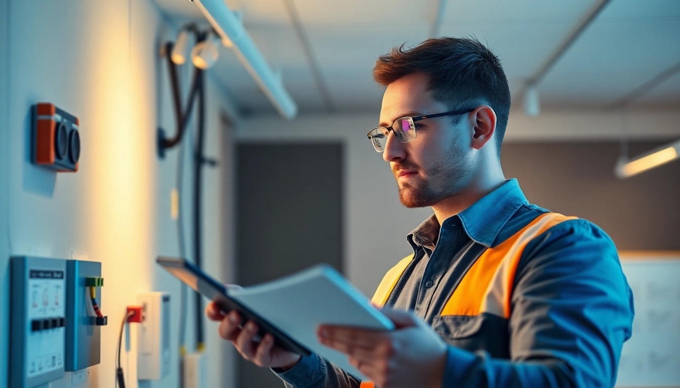 Techniker bei der DGUV V3 Prüfung elektrischer Geräte zur Gewährleistung von Sicherheit und Funktionalität.