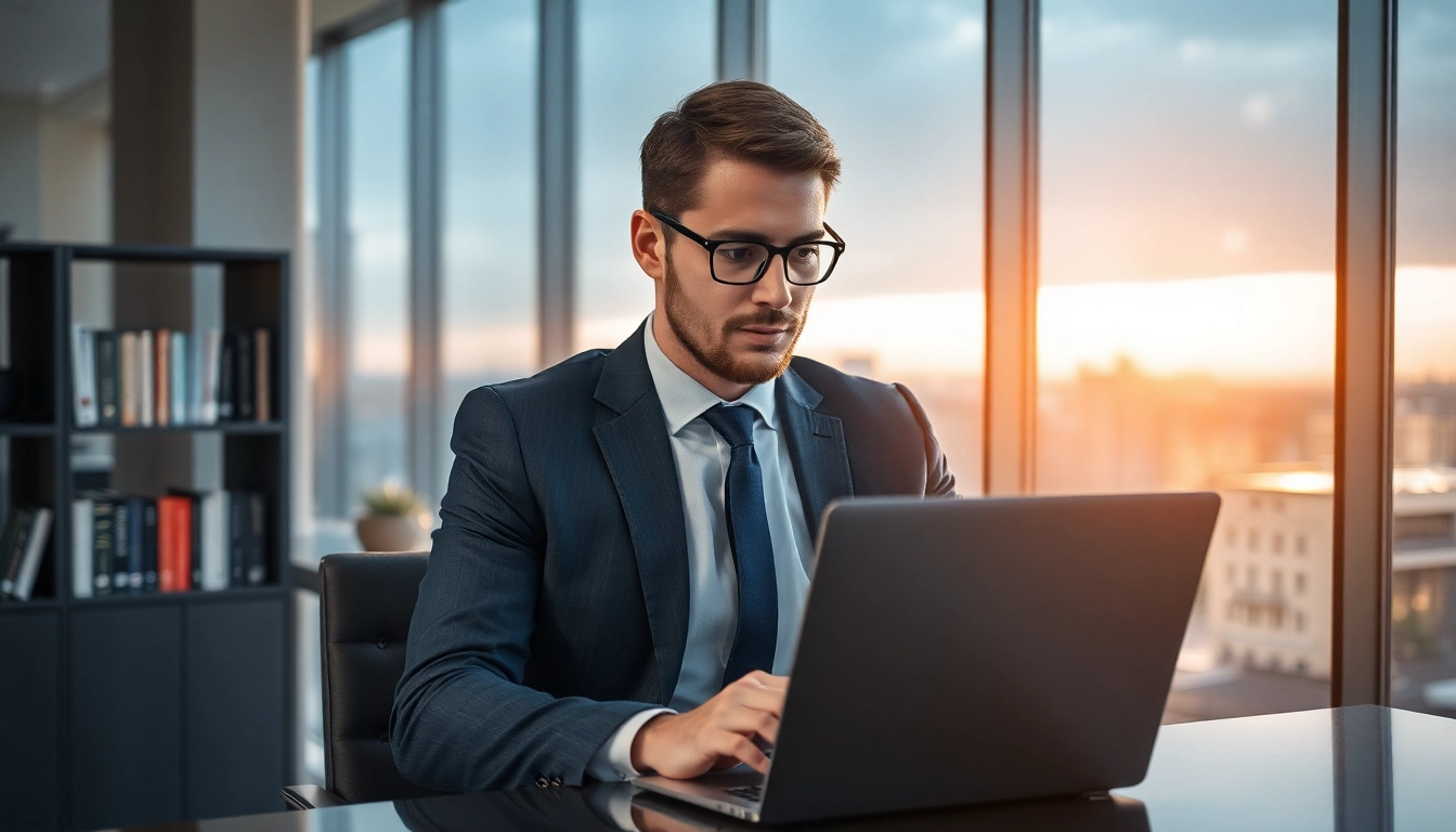 Professioneller Headhunter Köln arbeitet konzentriert im Büro.