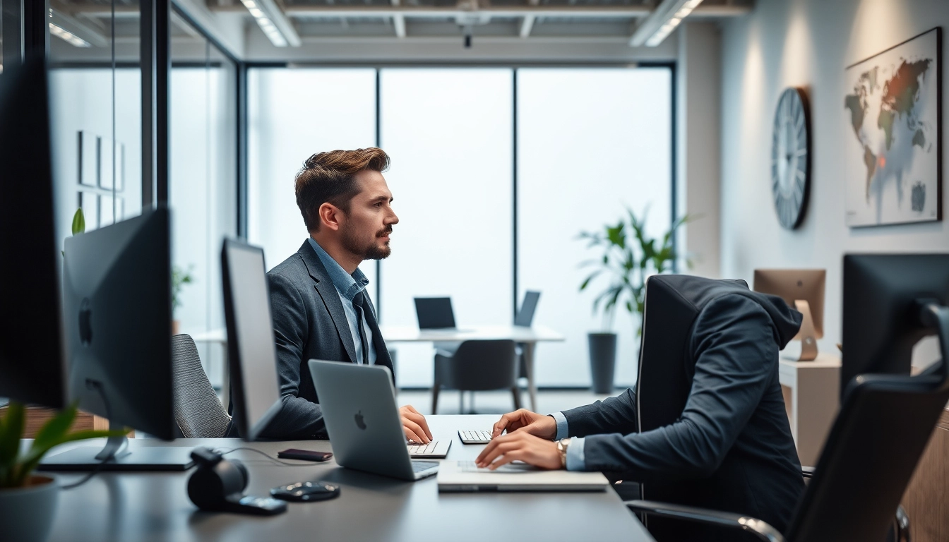 Headhunter IT führt ein professionelles Gespräch mit einem Kandidaten in einem modernen Büro.