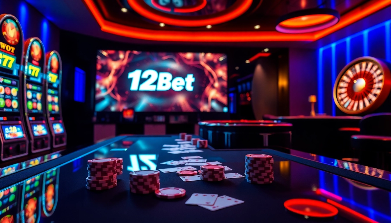 Exciting gameplay at the casino with vibrant visuals and the link 12bet highlighted.
