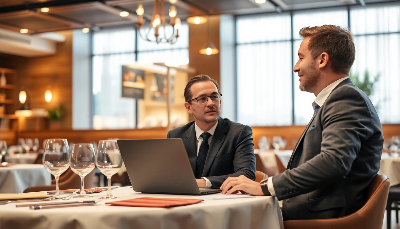 Professioneller Headhunter Gastronomie berät im eleganten Restaurant.