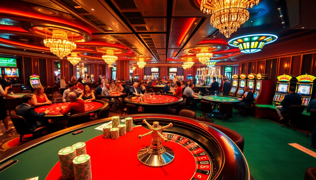 Excited players thriving at the b52 club casino tables with vibrant poker chips and roulette wheels.