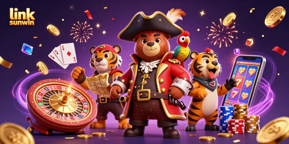 Spin the reels and win with link sunwin in this vibrant casino adventure scene.